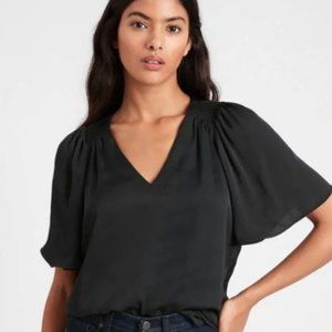 Banana Republic Satin Flutter Sleeve Top, XL